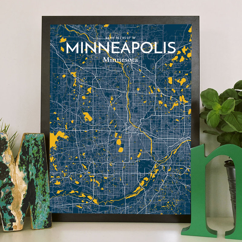 Minneapolis City Map - No Frame Print, 61cm H x 45.7cm W x 0.13cm D x 0.13 cm D