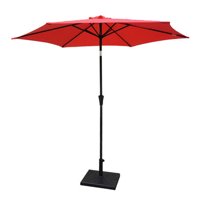 8.8 Feet Outdoor Aluminum Patio Umbrella, Patio Umbrella, Market Umbrella With 42 Pound Square Resin Umbrella Base, Push Button Tilt And Crank Lift, C -  Arlmont & Co., F6FBFBEE6B574965B3E3620F4133F1F9