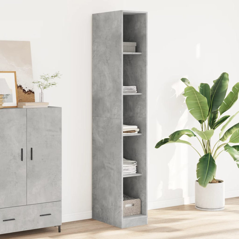 Ryott Manufactured Wood Wardrobe, Concrete Grey, 200cm H x 30cm W x 50cm D