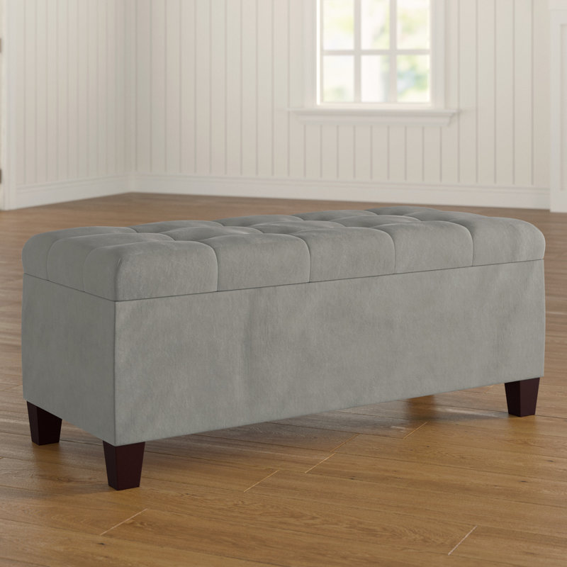 Shen Upholstered Ottoman, Gray Microfiber/Microsuede