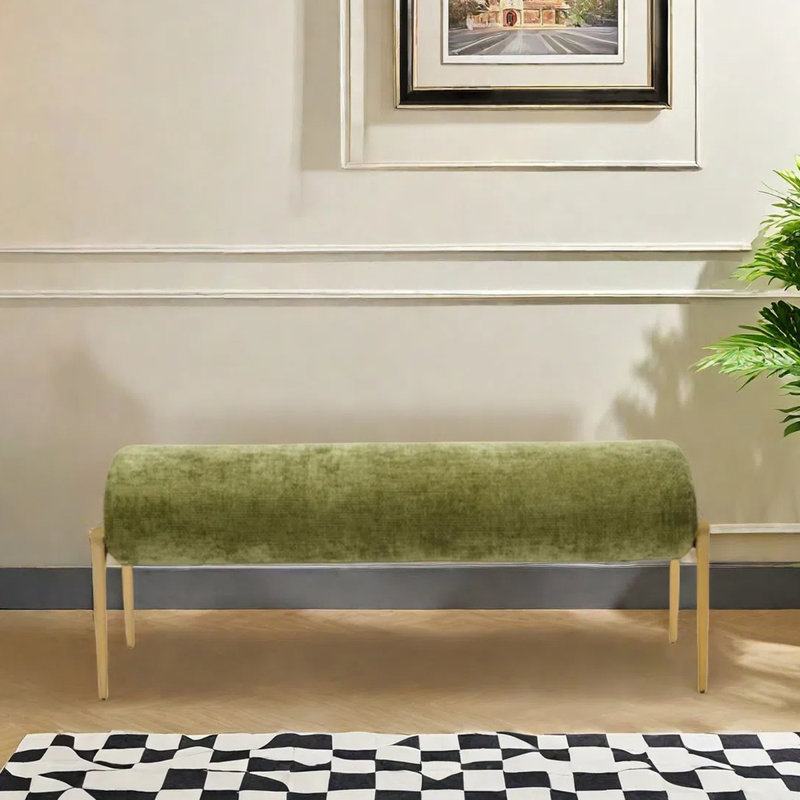 Banc en métal à rembourrage doux, Vert, H 18,11 po x l 55,12 po x P 16,54 po