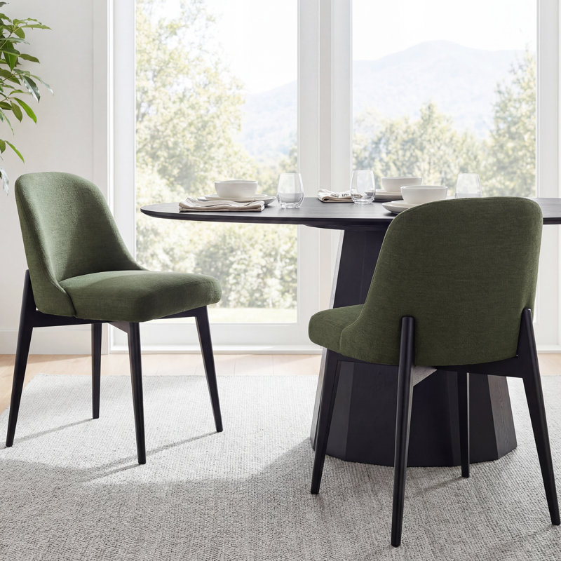 Chaises d'appoint rembourrées en tissu Luciana, Noir, Vert sauge