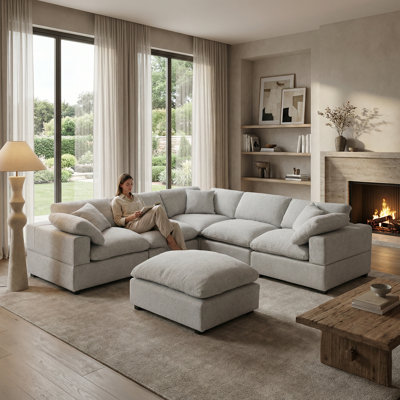 Wartow 6- Piece Upholstered Chenille Corner Sectional Sofa Couch