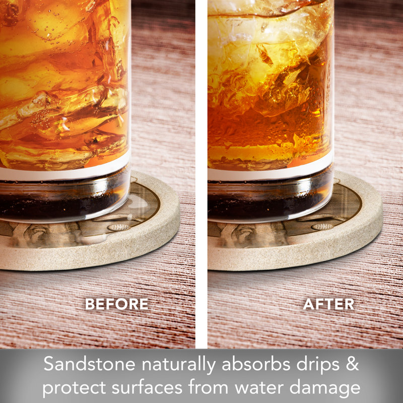 Golf Treasures 4-Pack Natural Sandstone Coasters