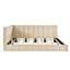Lit de jour beige rembourré pleine grandeur - Style classique moderne, rehausse la chambre à coucher, avec élégance en velours de lattes, s'adapte à la chambre à coucher, support