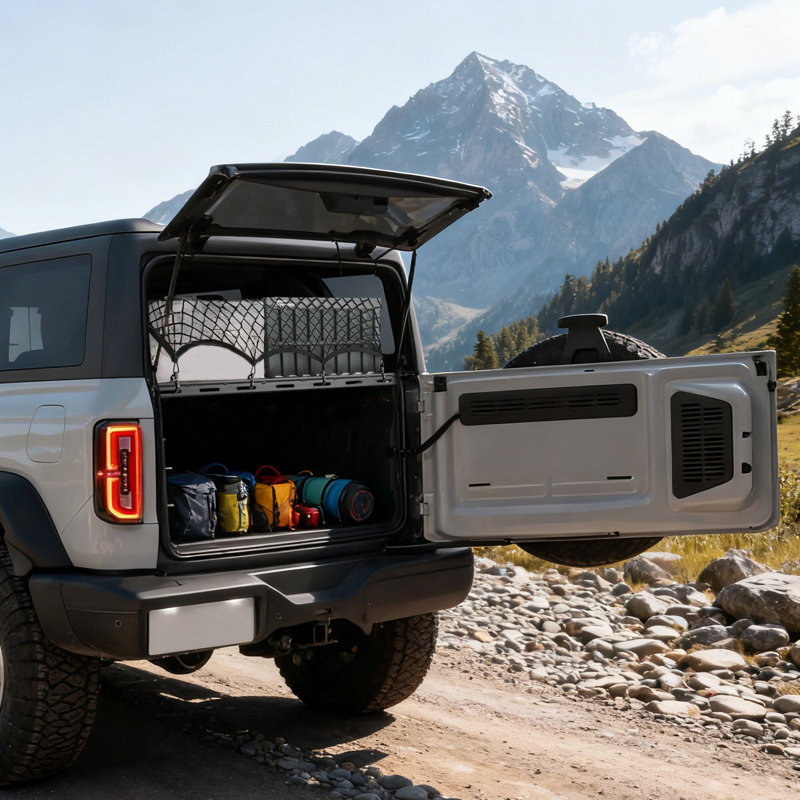 Porte-bagages arrière, pour Ford Bronco 2021-2024, capacité de 300 lb, porte-bagage intérieur en acier au carbone avec filet, organisateur de support à tablette arrière pour équipement de voyage en camping, noir