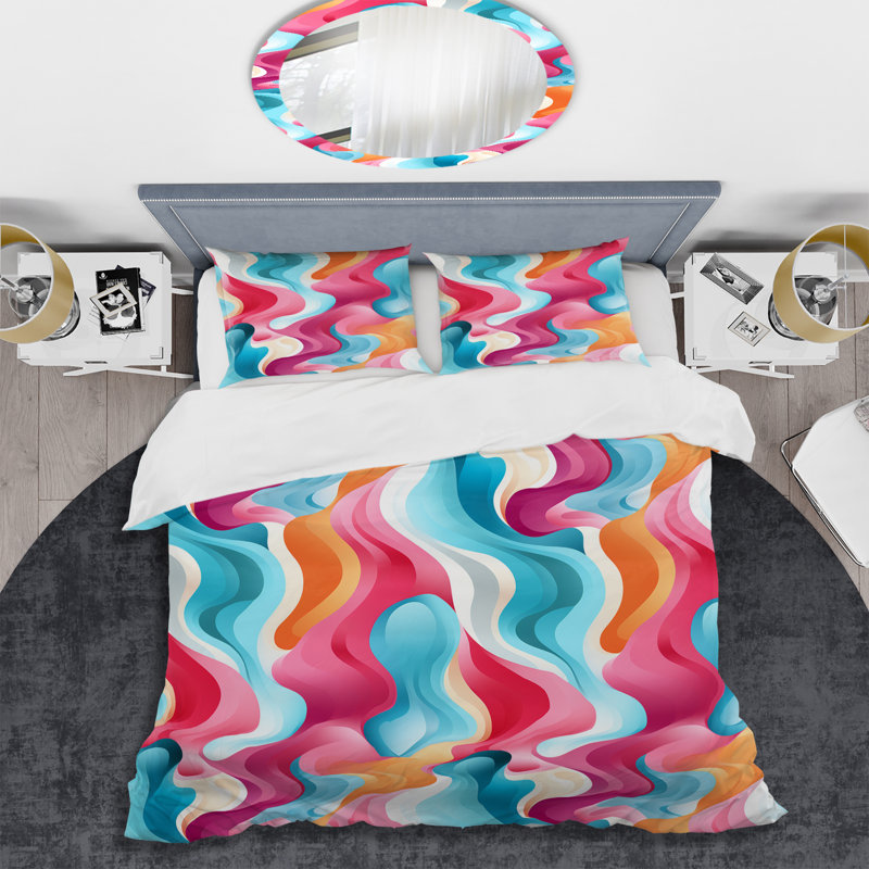 Popart Bubblegum Mirage II Abstract Duvet Cover, Twin Duvet Cover + 1 Standard Sham