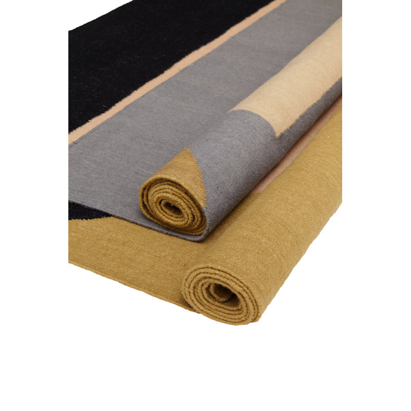Rectangle Geometric Hand Woven Flatweave Wool Area Rug in Brown/Gray, Rectangle 6' x 9'