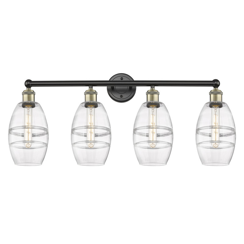 Dundrod 4 - Light Dimmable Vanity Light, Black Antique Brass, Clear