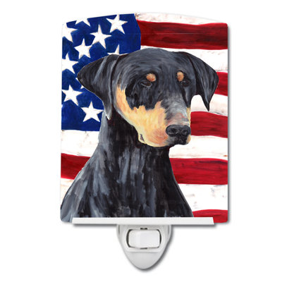 Drapeau américain avec éclairage en céramique terrier fox american