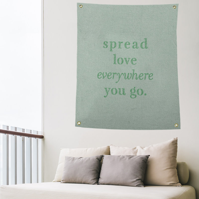 Tapisserie de polyester à l’quoted love quot, H 36 po x l 26 po, Vert