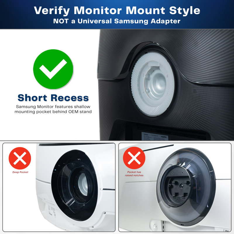 Vivo Short Recessed VESA Adapter Designed For Compatible Samsung Monitors