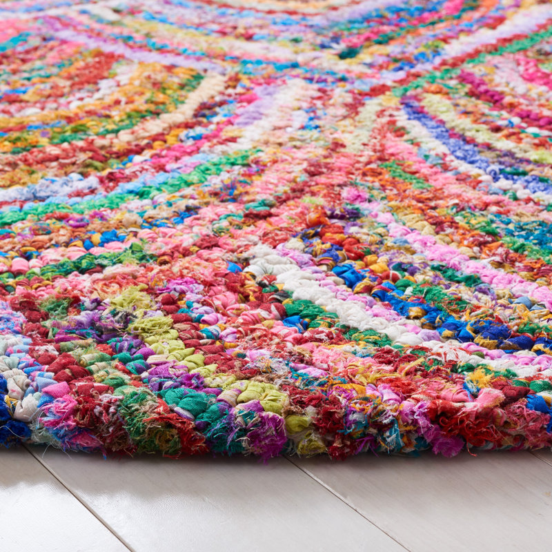 Tapis floral en coton touffeté à la main Anaheim, Rond 4 pi