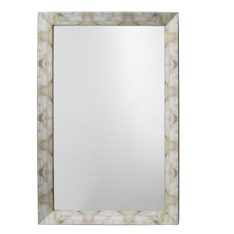 Lacquered Rectangular Wood Frame Wall Mirror