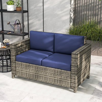 130cm Wide Rectangle Wicker Loveseat with Cushions