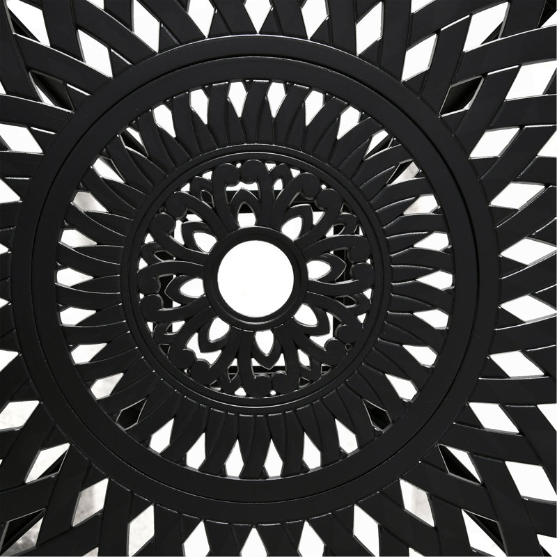 Table de salle à manger ronde 30 "avec trou pour parasol, table de bistro extérieure en fonte d'aluminium seulement, noir