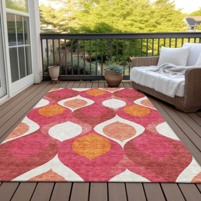 Tapis géométrique en polyester résistant aux taches et lavable à la machine