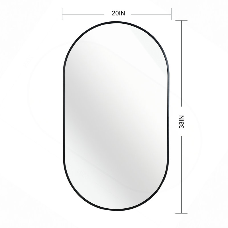 Miroir ovale en métal, 33 po x 20 po, Noir