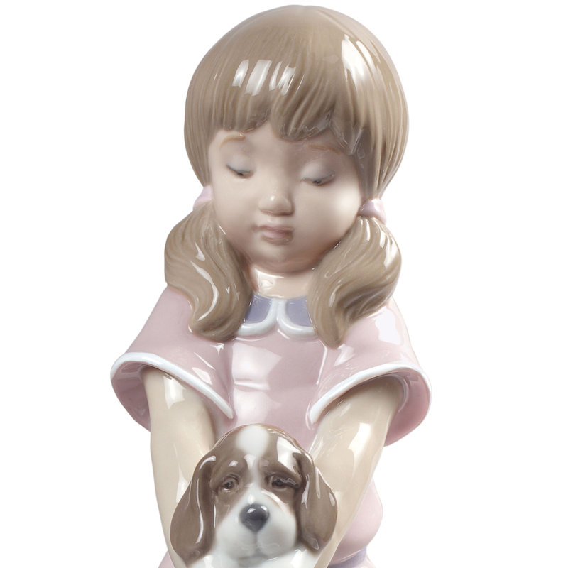 Bathing My Puppies Girl Figurine