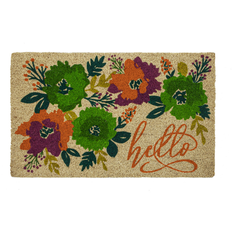 Tapis de porte d'extérieur 28 po x 17 po Vandeventer Unique Blooms Coir