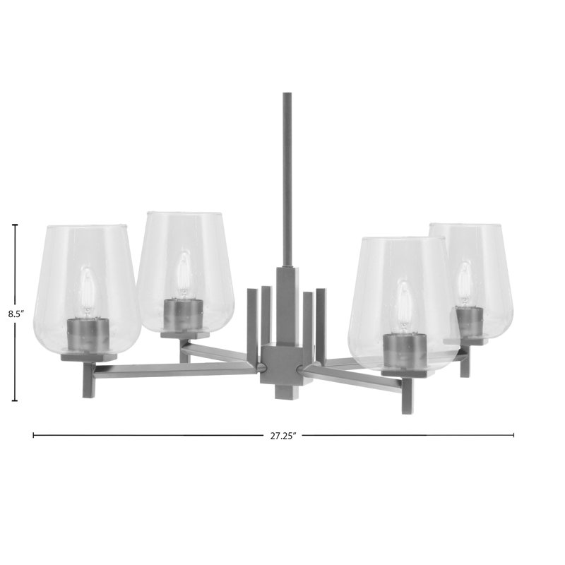 Lustre 4 lumières Fausley avec verre à bulles 5 po, Graphite
