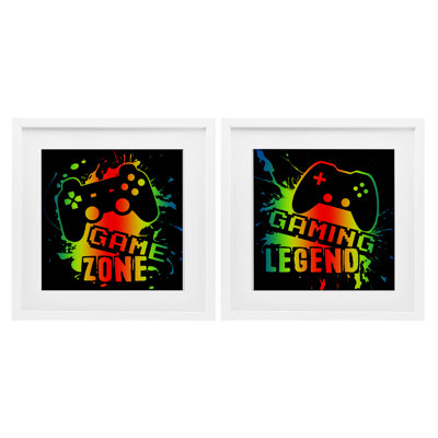 Gradient Gaming Phrases 2pc Framed Print Under Glass Set, design by Marcus Prime