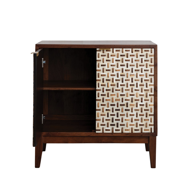 Armoire en acacia et bois de teck avec incrustation d'os