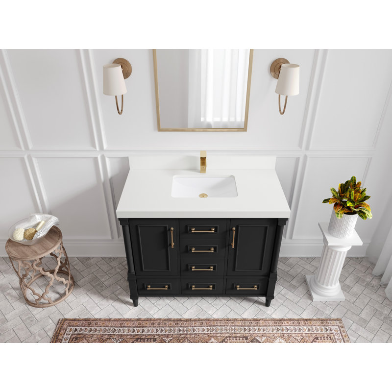 Aberdeen 42'' Single Bathroom Vanity with Top, White