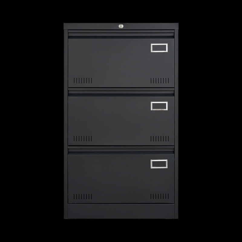 Filing Cabinet, Metal File Cabinet With Three Drawers For Office, Black