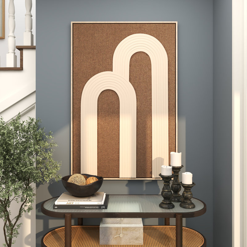 The Novogratz Polyester Geometric Living Room Framed Wall Art with Tan Layered Arches