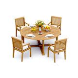 6 Seats 7 Pcs Grade-A Teak Wood Dining Set: 72" Round Table And 6 Sack Arm Chairs #11SK1706