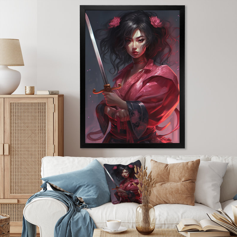 «Fierce Samurai Girl IV», impression sur toile, Cadre photo noir, H 32 po x l 24 po x P 1 po