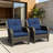 Outdoor Wicker Patio Chairs Set of 2, High-Back Deep Seating with Thickened Olefin Cushions, Wide Curved Armrests, Hand-Woven PE Rattan for Porch, Deck – Blue-1172276158
