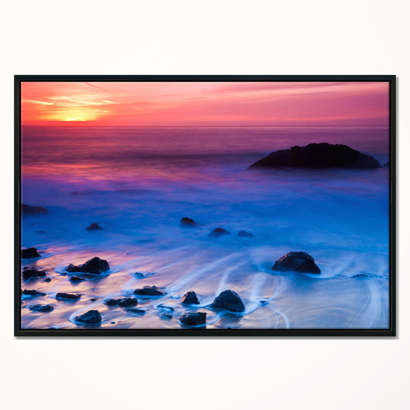 « brillante couleur rocky coast coast »-impression, H 23 po x l 23 po x P 1 po, Cadre flottant