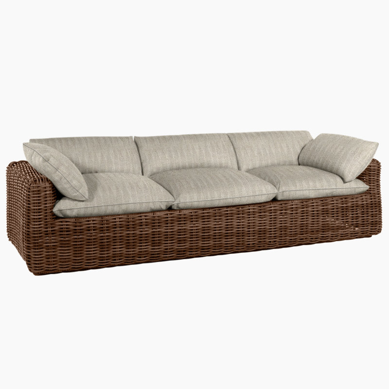 Montecito Woven Sofa - Raffia, Welt, Raffia, Herringbone Sand