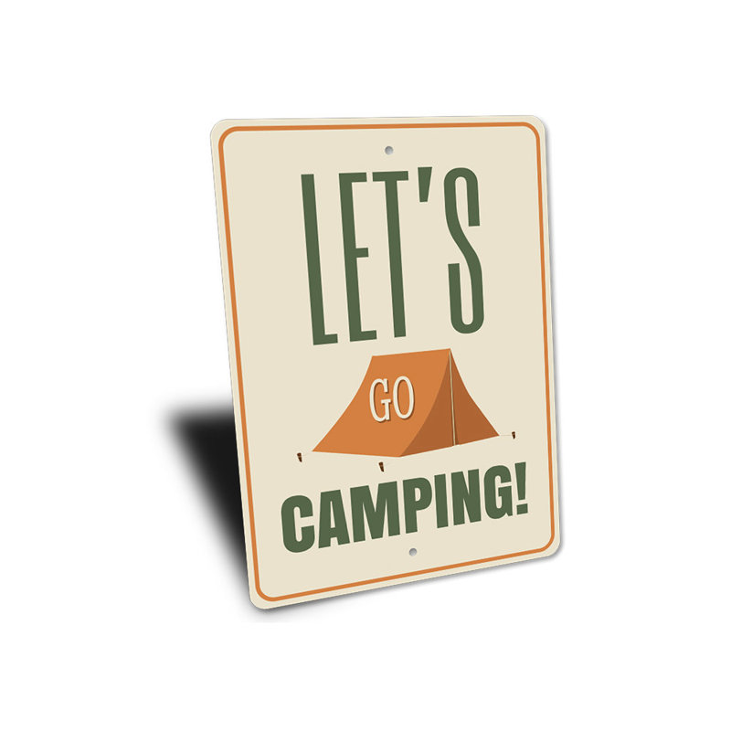 Plaque en aluminium Let's Go Camping, H 14 po x l 10 po x P 0,04 po