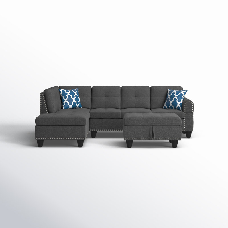 Alger 98" Wide Left Hand Facing Sofa & Chaise with Ottoman