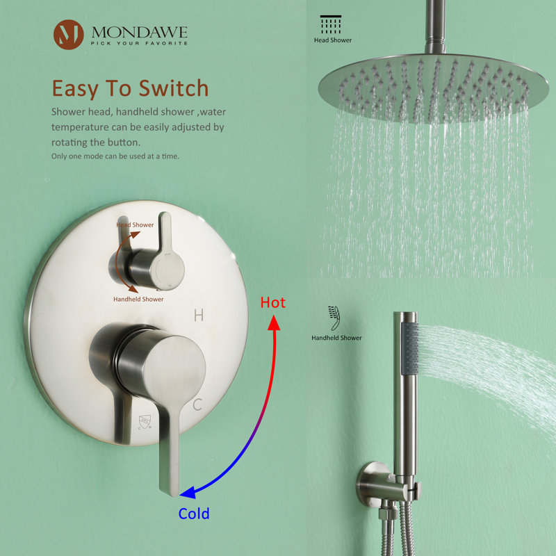 Calder Complete Shower System with Rough in-Valve, Brush Nickel