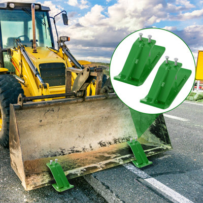 2-Piece Steel Tractor Bucket Ski Edge Protector, Rustproof Powder Coated Turf Skid Guard with Grade 8.8 Hardware, No-Drill Bolt-On Design for Snow & Debris Removal