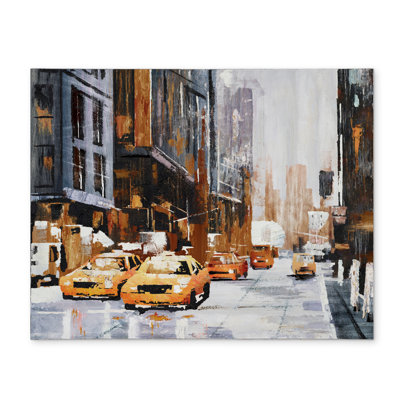Napperon brun - décor de la grande ville avec un roulis jaune