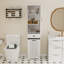 Armoire de salle de bain en bois avec panier à linge et tablettes de rangement