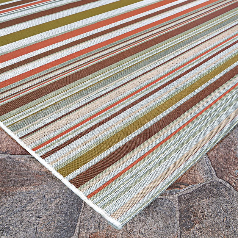 Tapis d'extérieur rayé orange à tissage plat Dolce Performance, Rectangle 9 pi 8 po x 13 pi 6 po