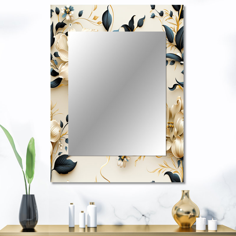 Anab Boho Victorian Fusion Victorian Motif - Miroir floral unique, 40 po x 30 po