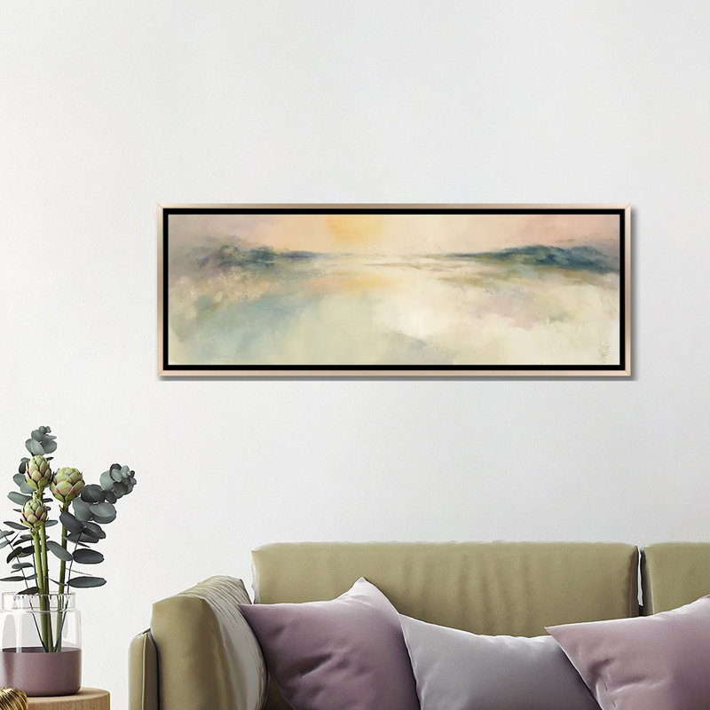 Éveil - reproduction d'art murale - toile encadrée, H 16 po x l 48 po, Champagne, Reproduction encadrée sans passe-partout