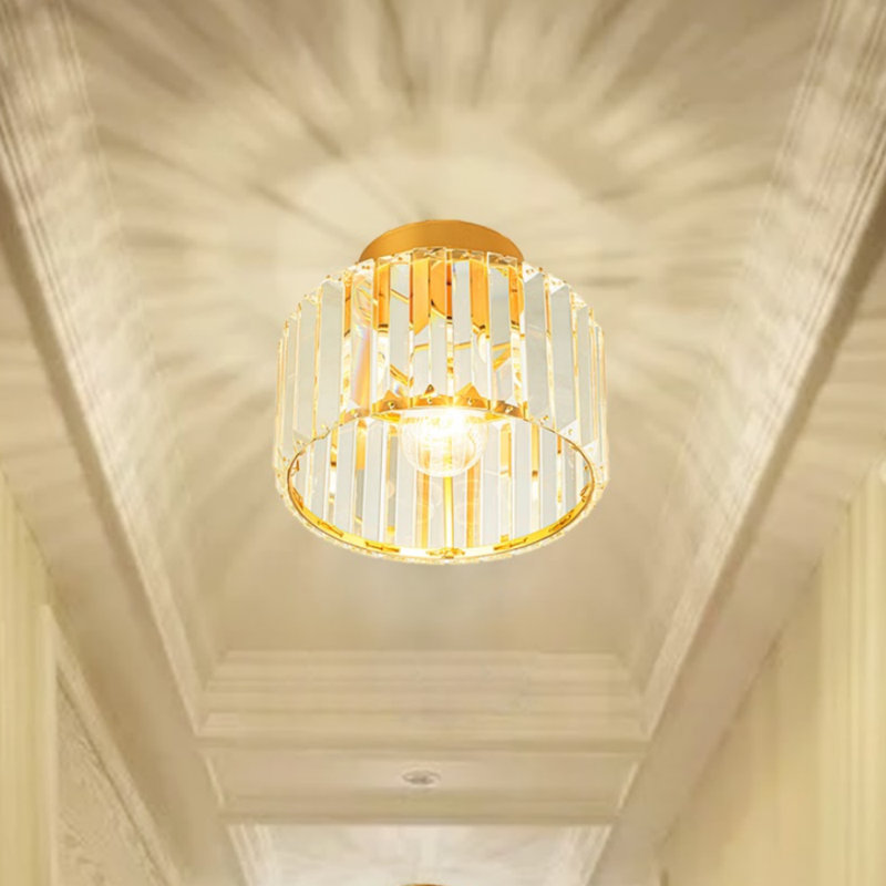 Plafonnier semi-encastré en cristal, H 4,7 po x l 8,6 po x P 8,6 po