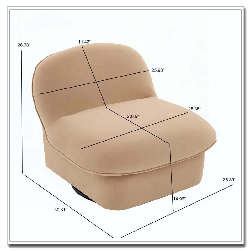 Fauteuil d'appoint pivotant en velours, Kaki