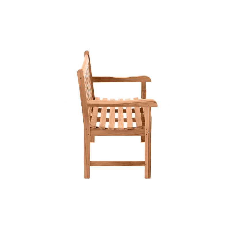 Lindel Solid Wood Teak Outdoor Bench, 92cm H x 120cm W x 63cm D