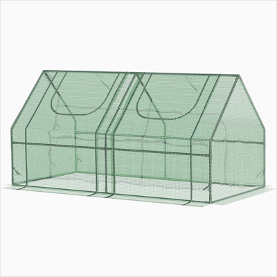 6' X 3' X 3' Portable Greenhouse, Garden Green House With 2 PE/Plastic Covers, Steel Frame And 2 Roll Up Windows