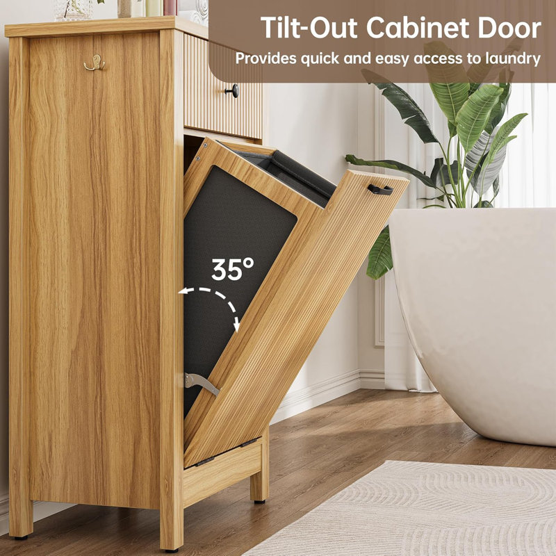 Tilted Laundry Basket Cabinet