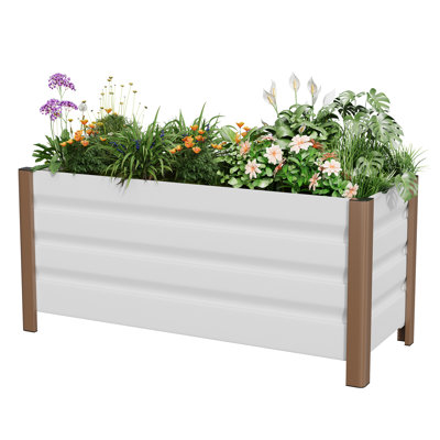 Boîte à fleurs rectangulaire en métal avec trous de drainage pour jardin extérieur Raised Garden